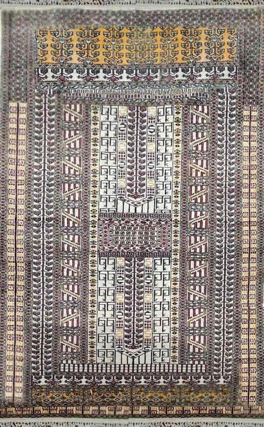 190 x 130 cm Pakistan Bukhara Hachloo design Traditional Yellow Rug - Rugoutlet