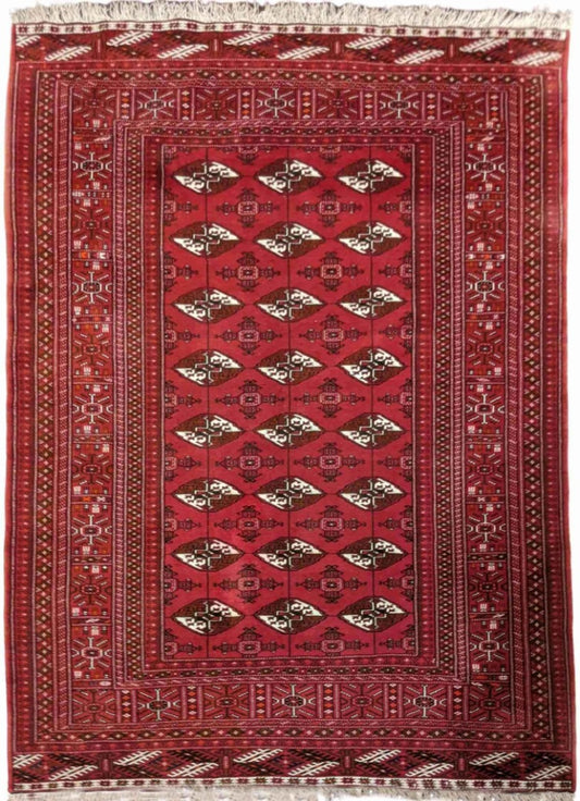 193 x 136 cm Turkaman Tribal Red Rug - Rugoutlet