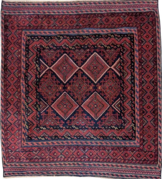 193 x 161 cm Mushwani Tribal Red Rug - Rugoutlet