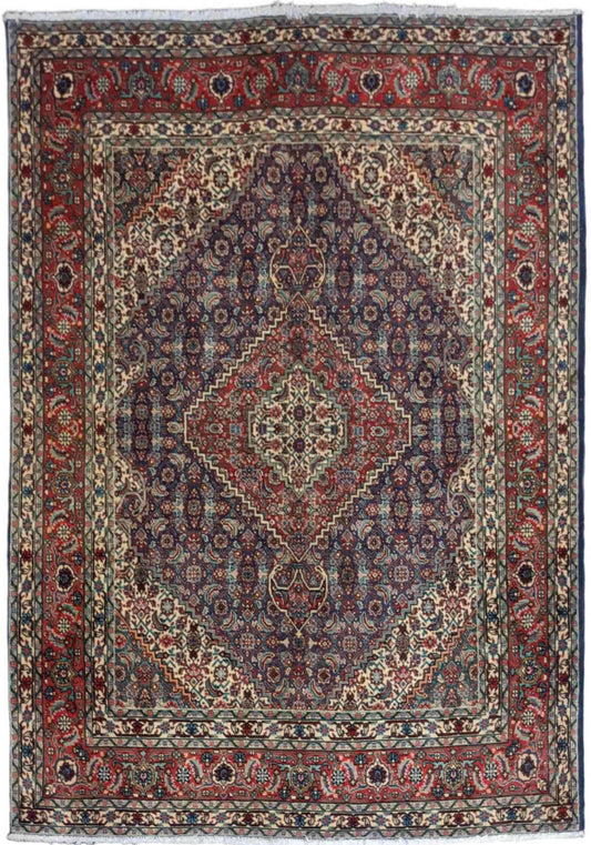 198 x 147 cm Persian Handmade Qum Traditional Red Rug - Rugoutlet