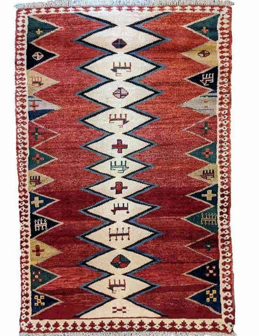 200 x 102 cm Shiraz Qashqai Traditional Red Rug - Rugoutlet