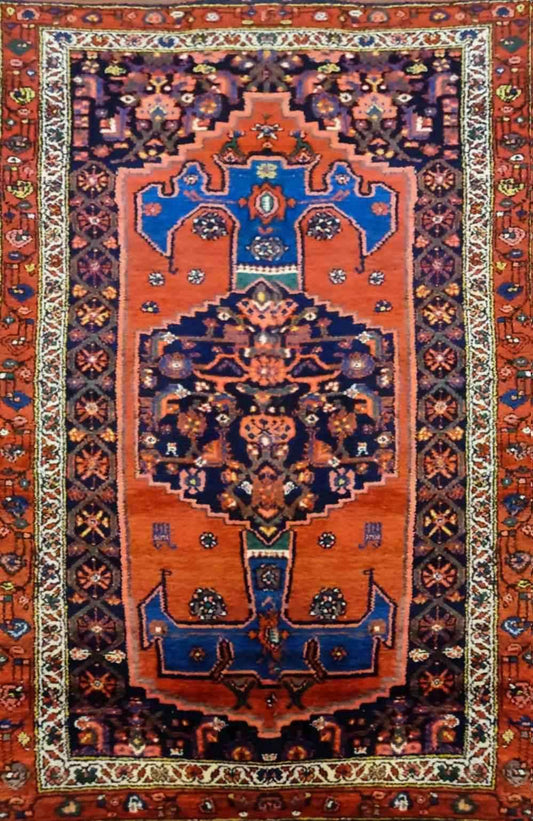 200 x 110 cm Persian hamadan Traditional Orange Rug - Rugoutlet