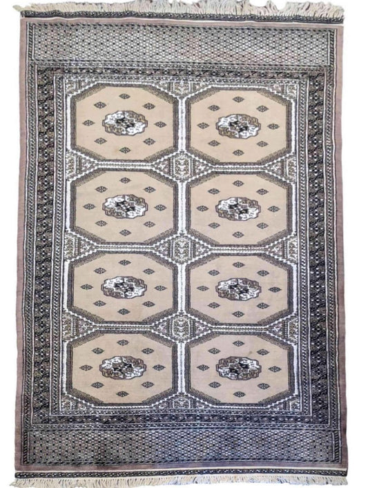 200 x 125 cm Silk and wool Pakistan Bukhara Grey Rug - Rugoutlet