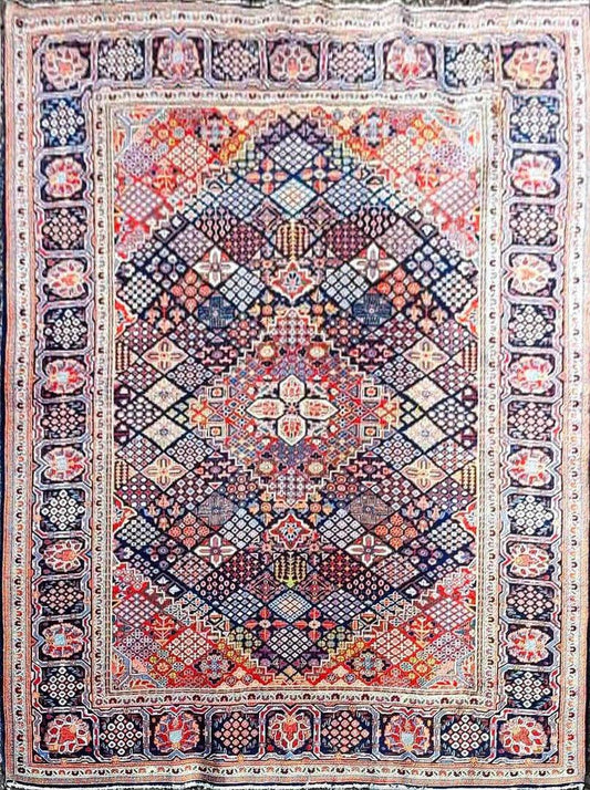 200 x 135 cm Unique Persian Kashan Traditional Red and blue Rug - Rugoutlet