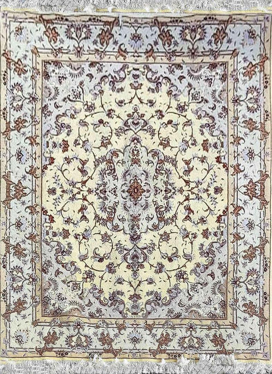 200 x 150 cm Fine Persian Tabriz Handmade Yellow Rug - Rugoutlet