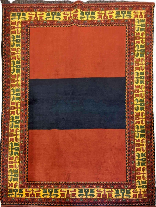 200 x 157 cm Afghan Khan Tribal Orange Rug - Rugoutlet