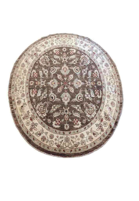 200 x 200 cm Handmade Brown Round Rug - Rugoutlet