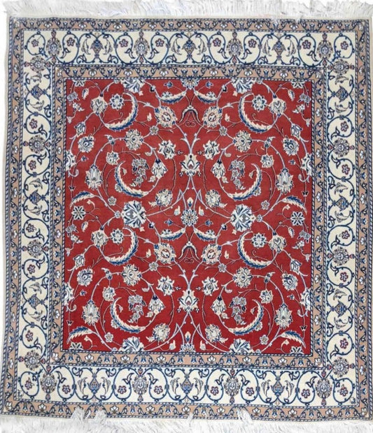 200 x 200 cm Silk and wool Traditional Red Rug - Rugoutlet