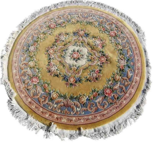200D Chinese Beige Round Beige Rug - Rugoutlet