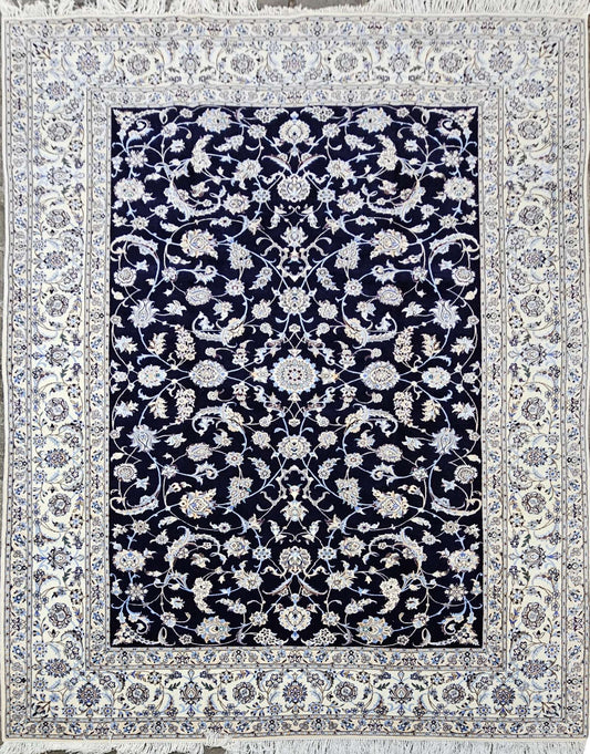 persian-nain-wool-rug-darkblue-full