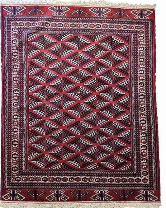 204 x 134 cm fine handmade turkomen Tribal Red Rug - Rugoutlet