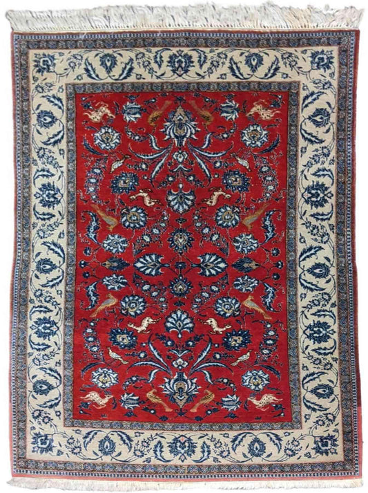 205 x 130 cm Fine Qum Traditional Red Rug - Rugoutlet