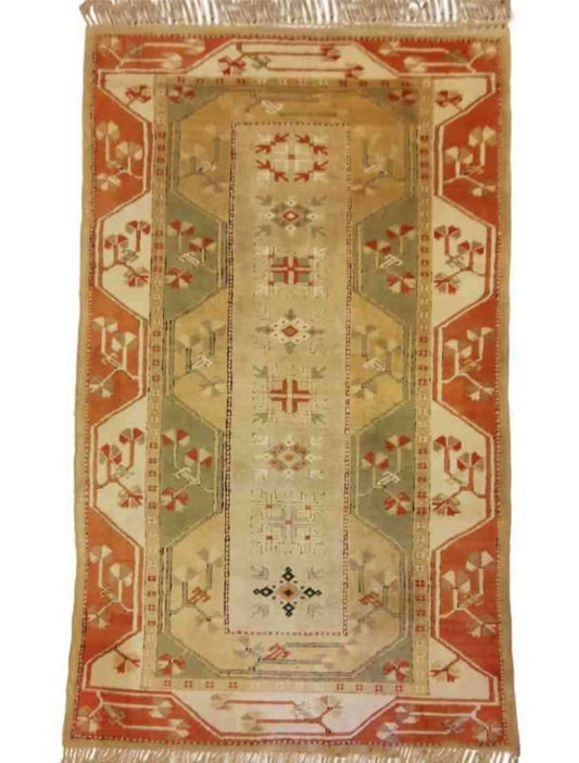207 x 122 cm Turkish Milas Traditional Yellow Rug - Rugoutlet