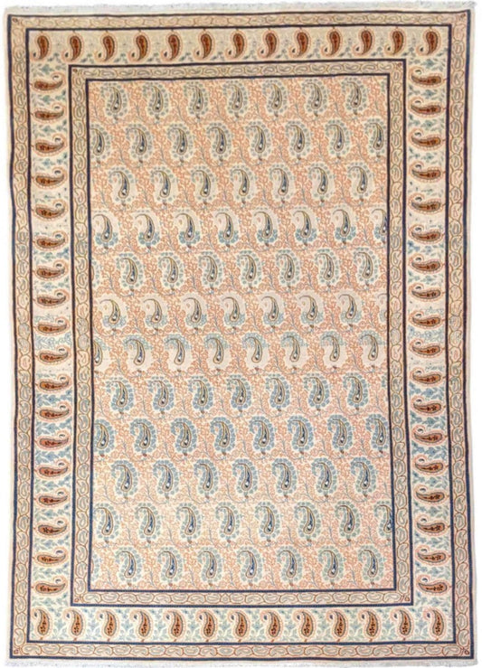 210 x 137 cm Kashan Traditional White Rug - Rugoutlet