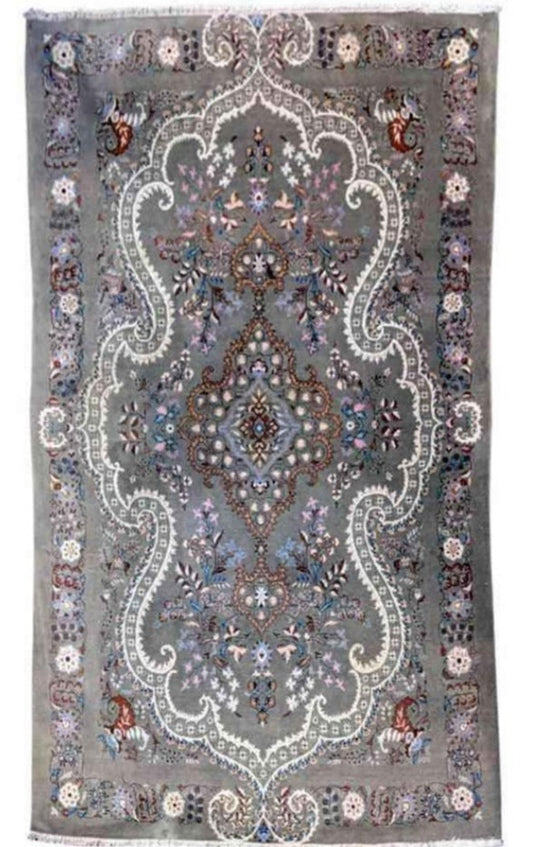 210 x 140 cm Fine Kashan Traditional Grey Rug - Rugoutlet