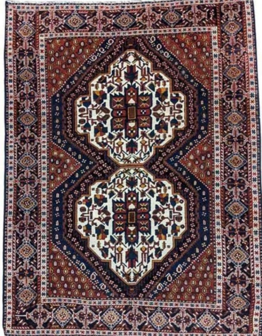 210 x 143 cm Old Shiraz Tribal White Rug - Rugoutlet