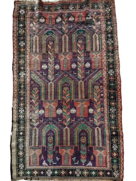 212 x 120 cm Persian Baluch Traditional Violet Rug - Rugoutlet