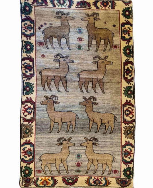 214 x 110 cm Persian Gabbeh Tribal Yellow Rug - Rugoutlet