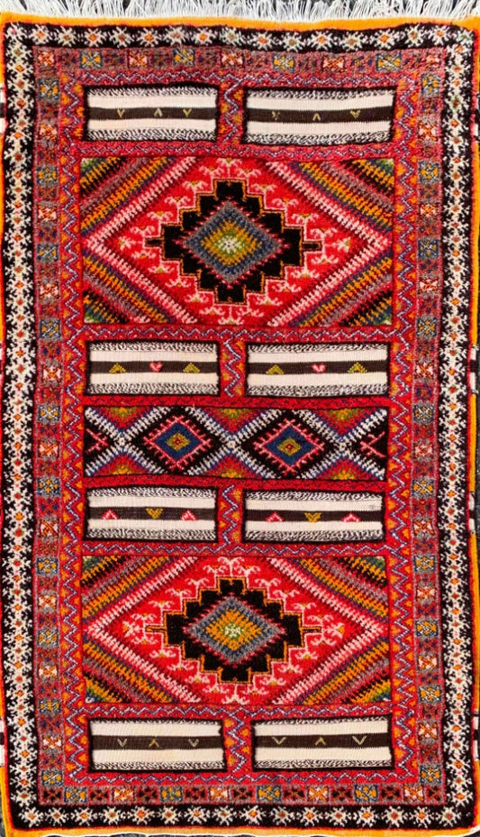 217 x 113 cm Nomadic Berber Piled & Flatweave Beni Ourain Tribal Brown Rug - Rugoutlet