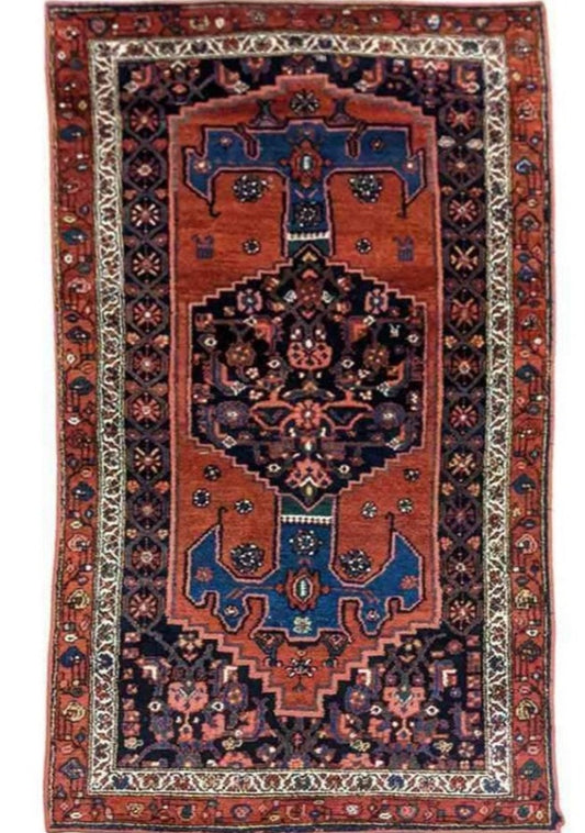 217 x 113 cm Persian Hamadan Traditional Orange Rug - Rugoutlet