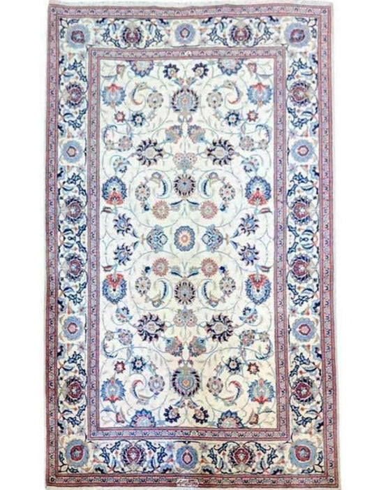 220 x 141 cm Old Kashan Traditional Beige Rug - Rugoutlet