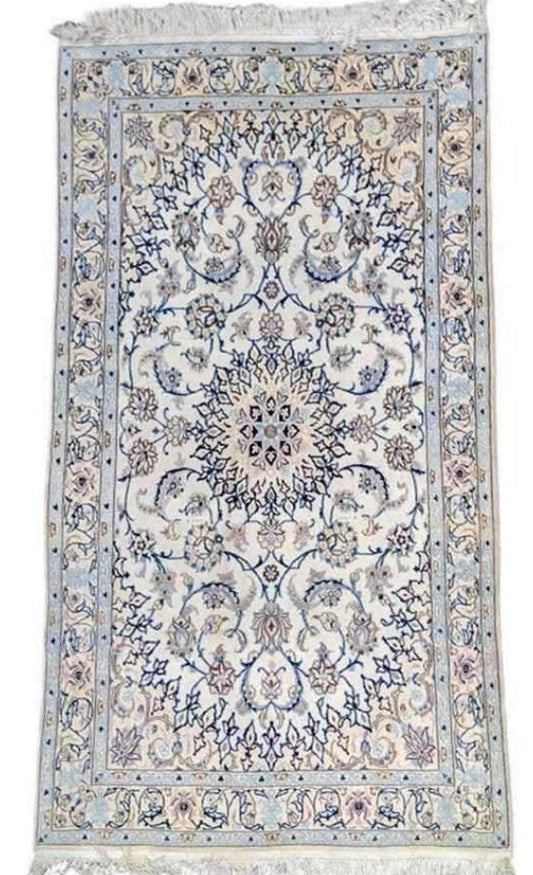222 x 126 cm Nain Traditional White Rug - Rugoutlet