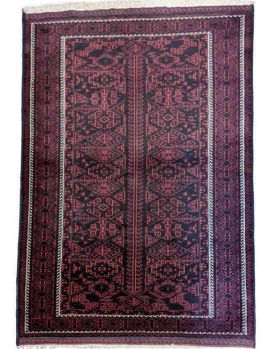 225 x 140 cm Persian Baluch Tribal Red Rug - Rugoutlet
