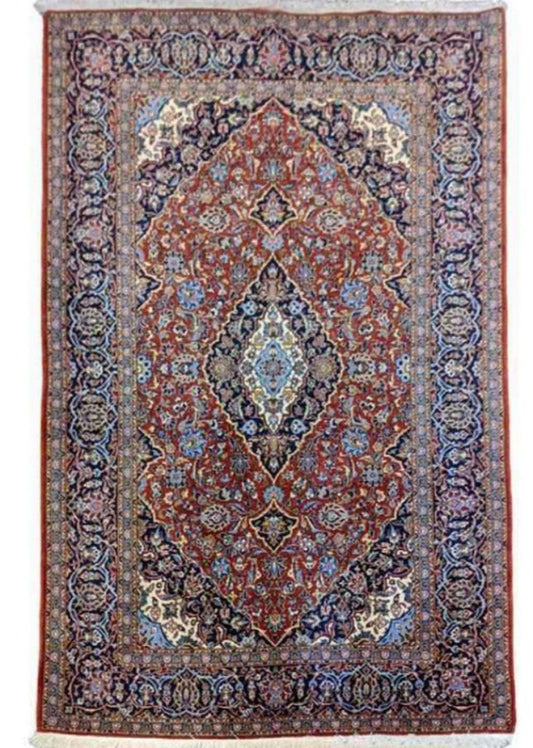 225 x 142 cm Kashan New wool Red Rug - Rugoutlet