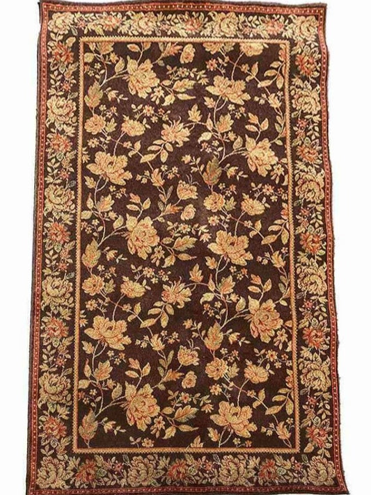 230 x 160 cm Powerloom kashan Traditional Brown Rug - Rugoutlet