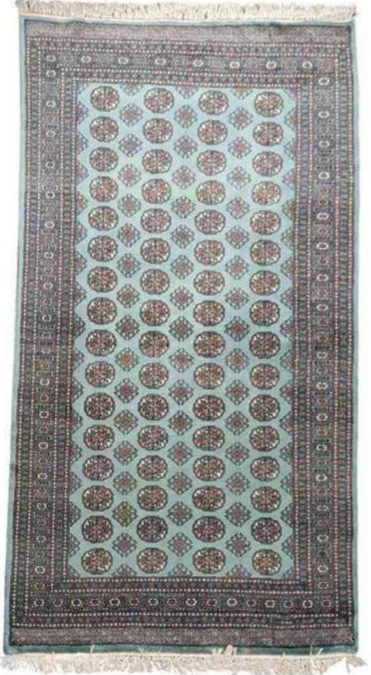 237 x 156 cm Bukhara Blue Pakistani Traditional Blue Rug - Rugoutlet