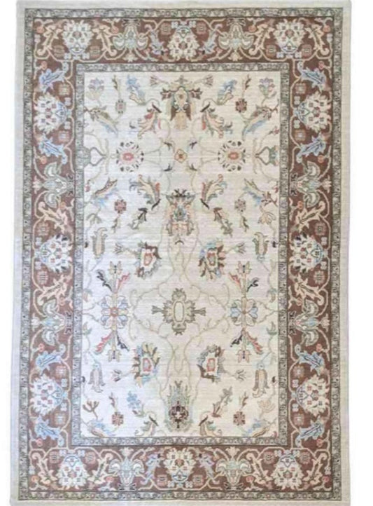 240 x 153 cm Powerloom Traditional Beige Rug - Rugoutlet