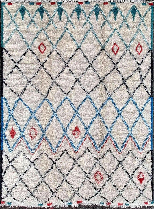 240 x 170 cm White Tribal Moroccan Berber Tribal Beige Rug - Rugoutlet