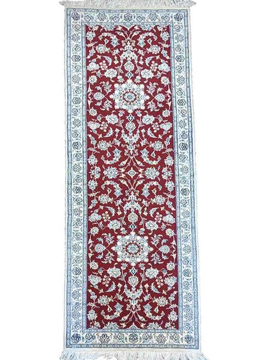 245 x 79 cm Fine nain silk and wool Traditional Red Rug - Rugoutlet
