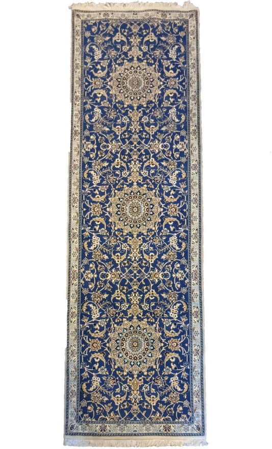 245 x 88 cm fine Persian Nain Traditional Blue Rug - Rugoutlet