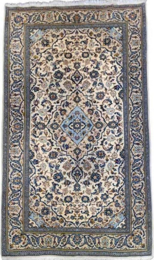 246 x 145 cm Kashan Traditional Beige Large Rug - Rugoutlet