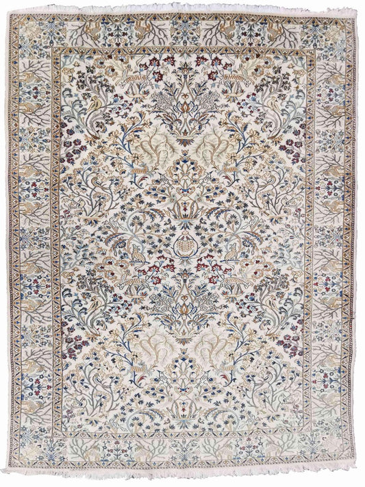 246 x 250 cm Nain Silk & wool Traditional Grey Rug - Rugoutlet