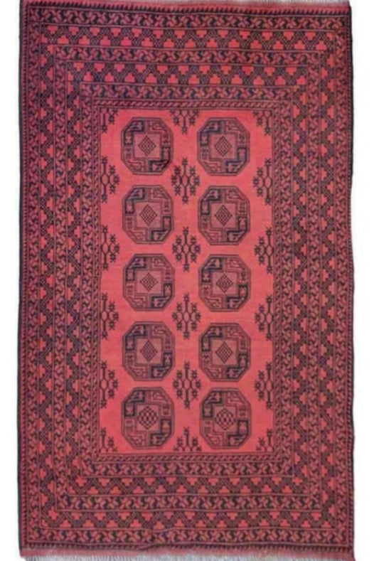 247 x 160 cm Afghan Tribal Red Rug - Rugoutlet