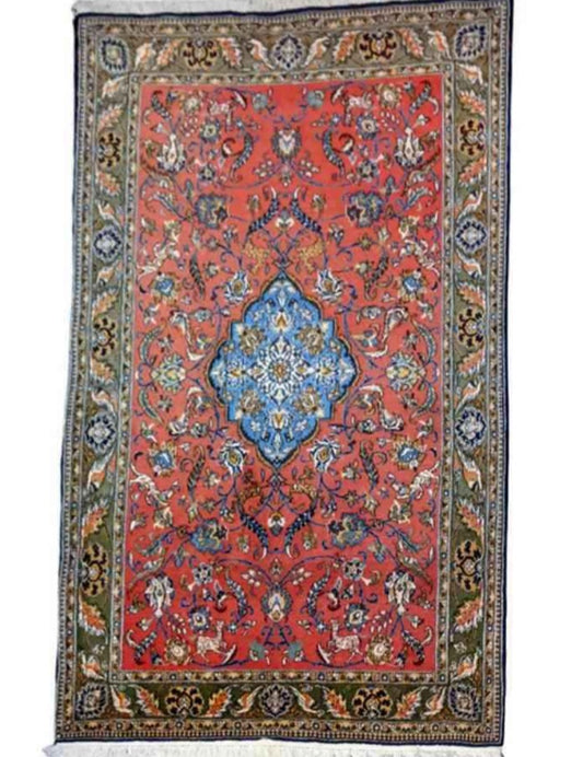252 x 152 cm Handmade Silk and wool Traditional Red Rug - Rugoutlet