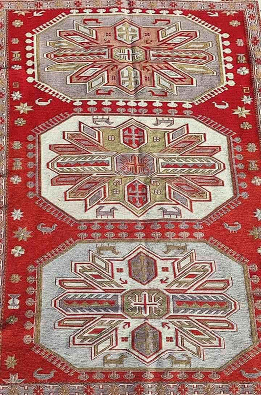 254 x 180 cm Sumak Kilim Red Traditional Red Rug - Rugoutlet