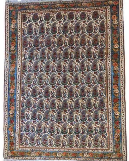 255 x 168 cm Handmade Gom Traditional Blue Rug - Rugoutlet