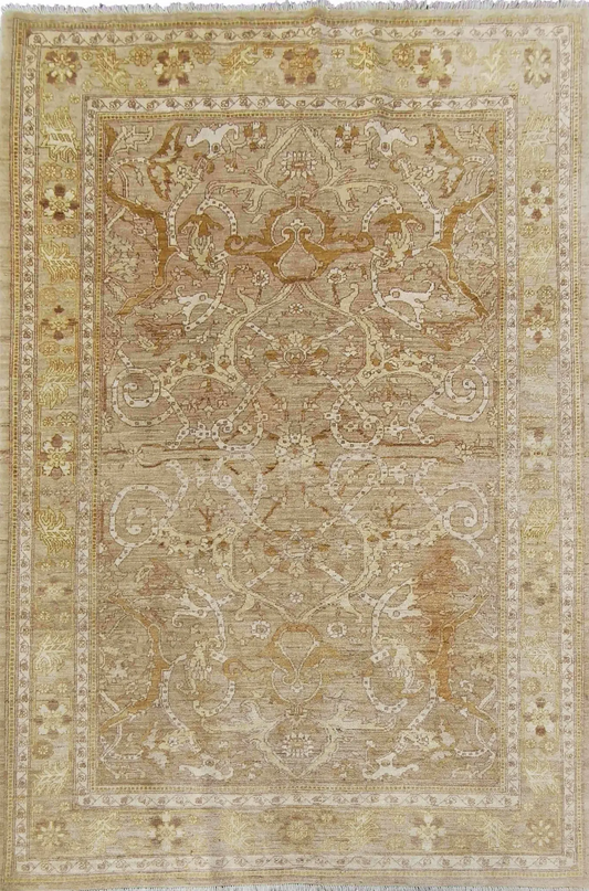 A beige Ziegler wool rug with intricate brown patterns, measuring 266 x 194 cm.