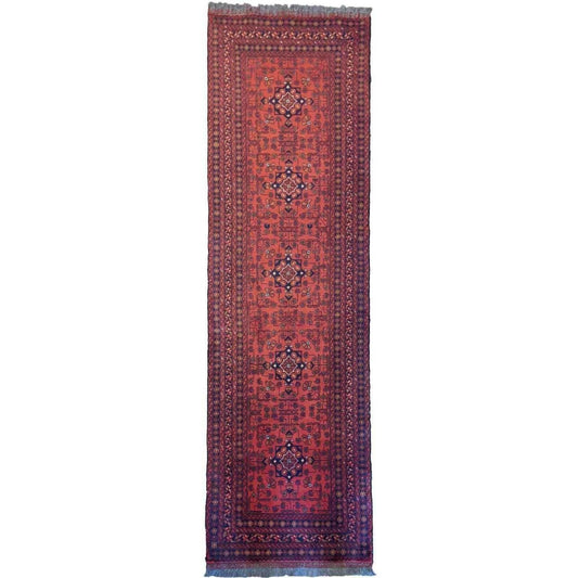 283 x 78 cm Afghan Khan Tribal Red Rug - Rugoutlet