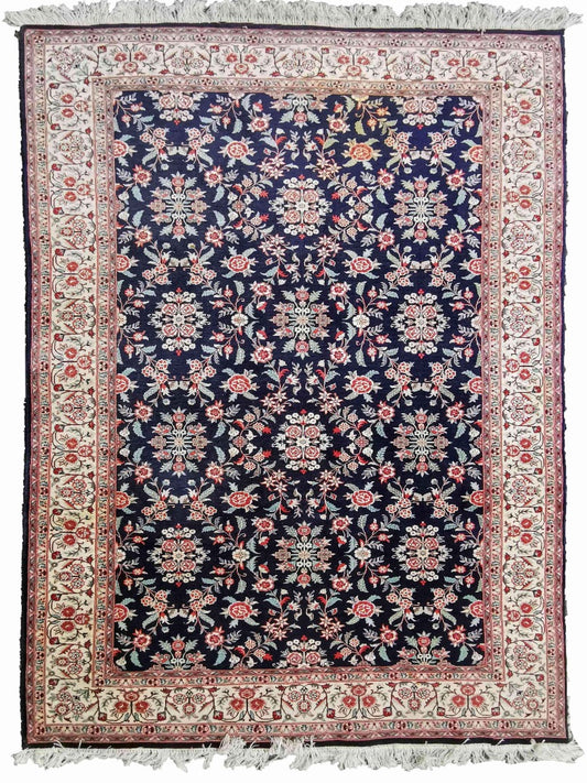 288 x 184 cm Kashan Silk Traditional Black Large Rug - Rugoutlet