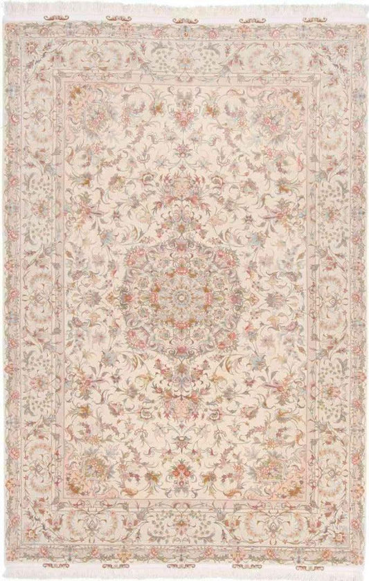 300 x 200 cm Fine Persian Tabriz Beige Large Rug - Rugoutlet