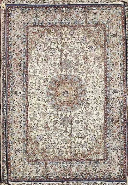 307 x 207 cm Fine Silk Persian Traditional Yellow Large Rug - Rugoutlet