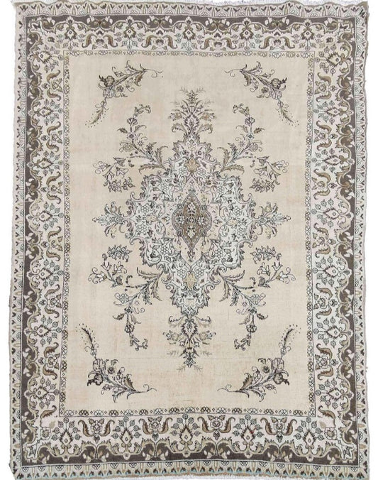 320 x 266 cm Old Tabriz Traditional White Large Rug - Rugoutlet