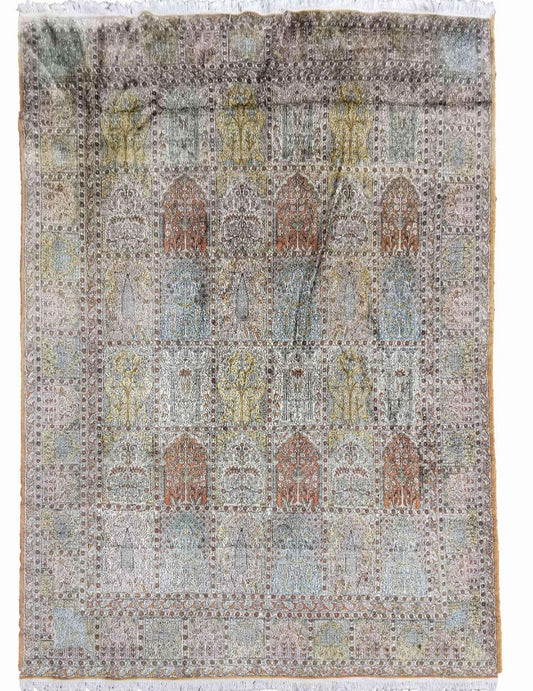 330 x 245 cm Kashmir Silk Traditional White Large Rug - Rugoutlet
