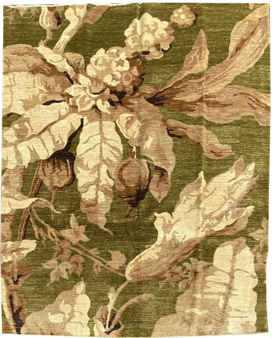 336 x 272 cm Fine Hand made Natural Green Large Rug - Rugoutlet