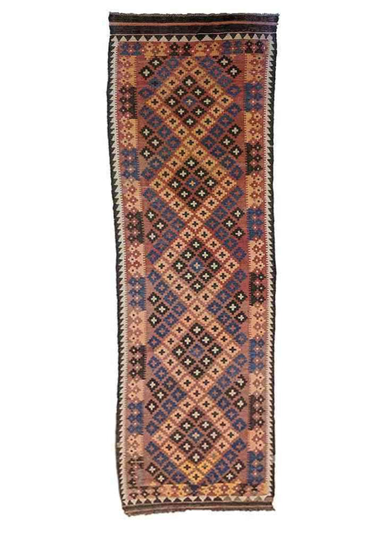 357 x 73 cm Afghan Kilim Tribal Brown Rug - Rugoutlet