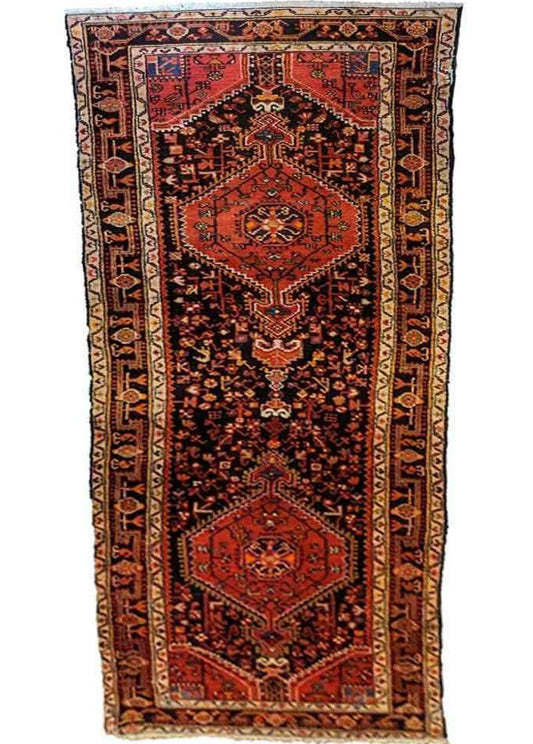 357 x 94 cm Persian Hamadan Traditional Brown Rug - Rugoutlet